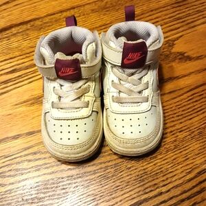 Nike Kids White and Burgundy Sneakers